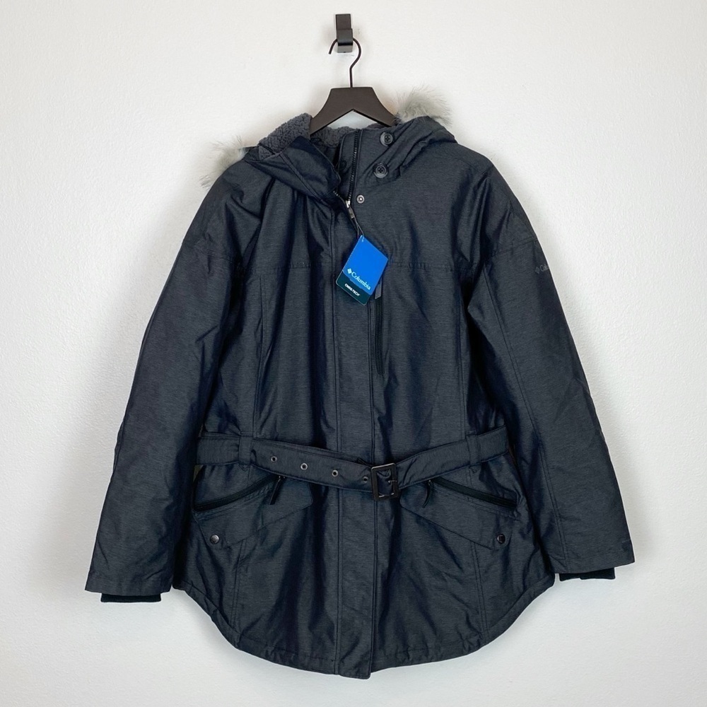 Columbia Carson Pass II Charcoal Black OmniTech Belted Winter Coat - Picture 4 of 9